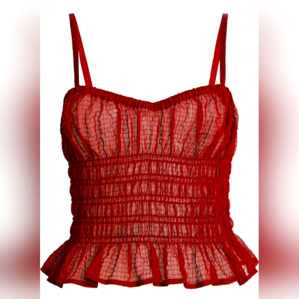 Open Edit Shirred Sheer Red Camisole 😍 ♥️ 🌹